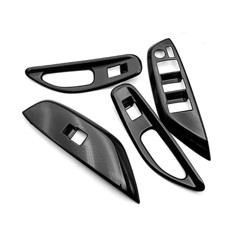 Car Glossy Black Window Glass Lift Button Switch Cover Door Armrest Panel for Yaris 2020-2023 Rhd