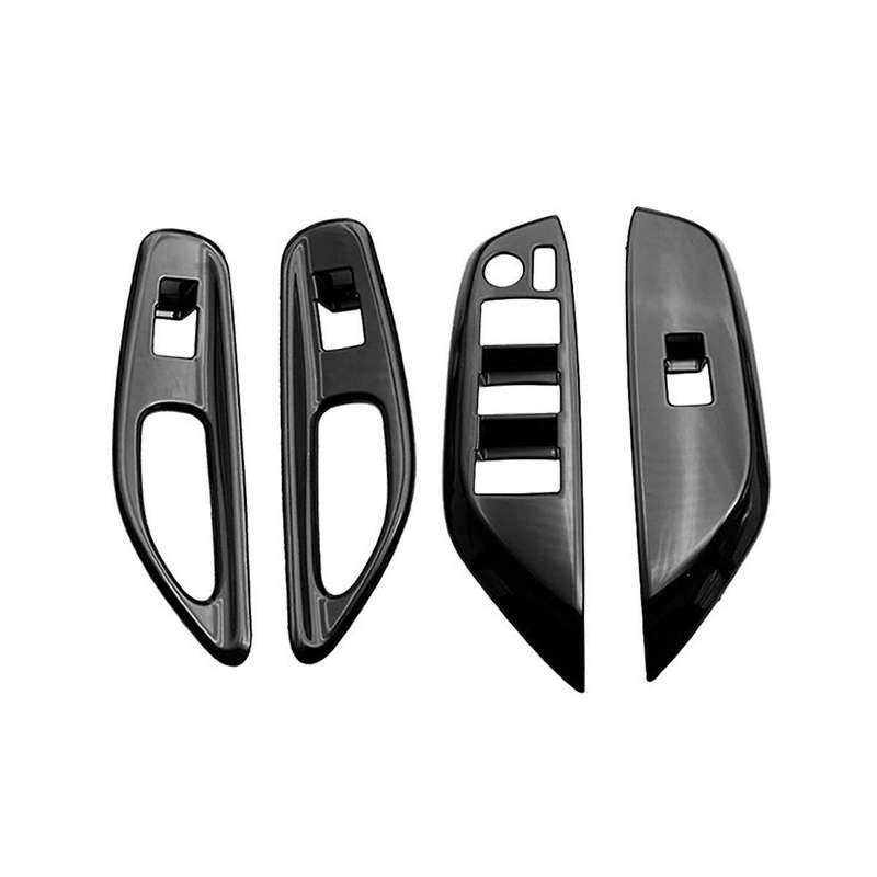 Car Glossy Black Window Glass Lift Button Switch Cover Door Armrest Panel for Yaris 2020-2023 Rhd