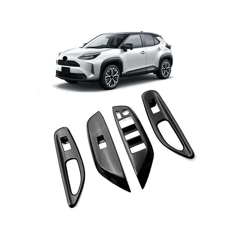 Car Glossy Black Window Glass Lift Button Trim Switch Cover Door Armrest Panel for Yaris 2020-2023