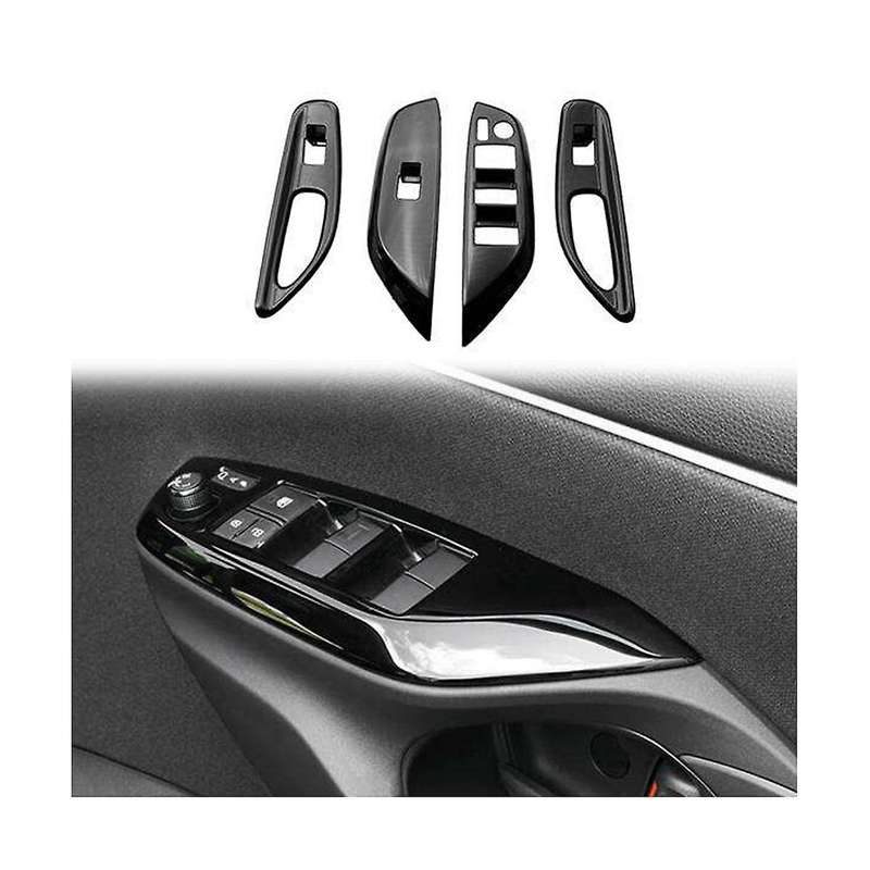 Car Glossy Black Window Glass Lift Button Trim Switch Cover Door Armrest Panel for Yaris 2020-2023
