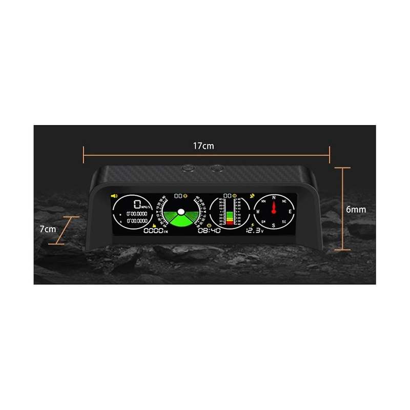 Car Gps Speed Slope Meter Inclinometer Car Compass Automotive Hud Pitch Tilt Angle Protractor Clock