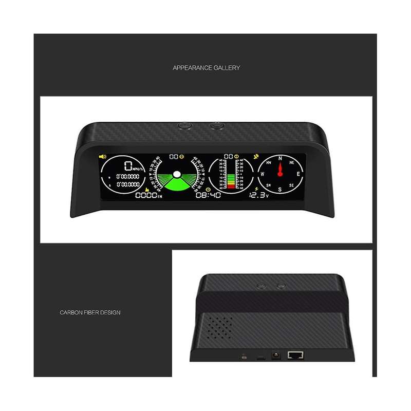 Car Gps Speed Slope Meter Inclinometer Car Compass Automotive Hud Pitch Tilt Angle Protractor Clock