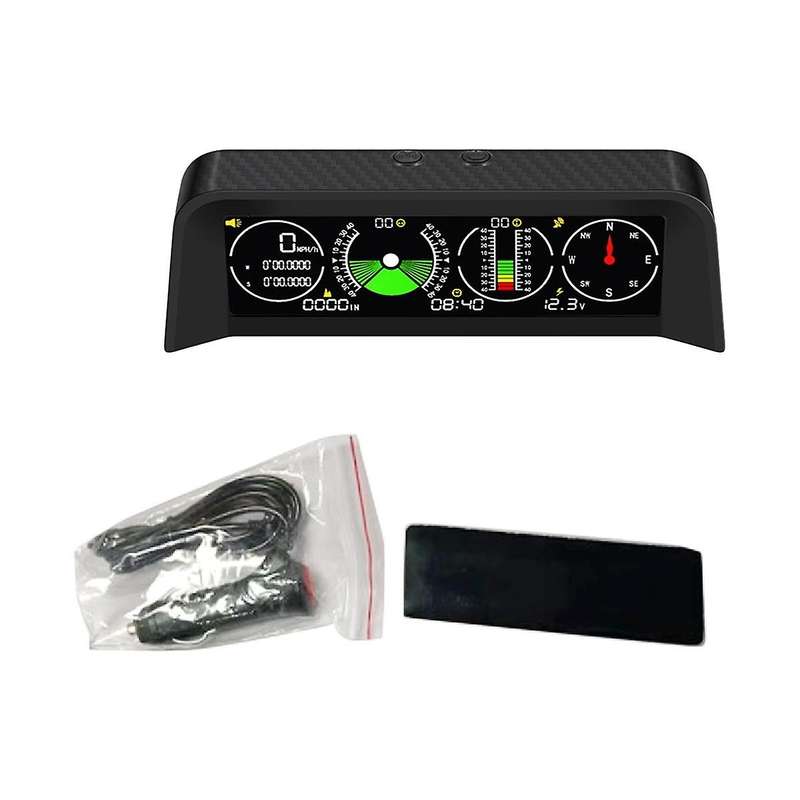 Car Gps Speed Slope Meter Inclinometer Car Compass Automotive Hud Pitch Tilt Angle Protractor Clock