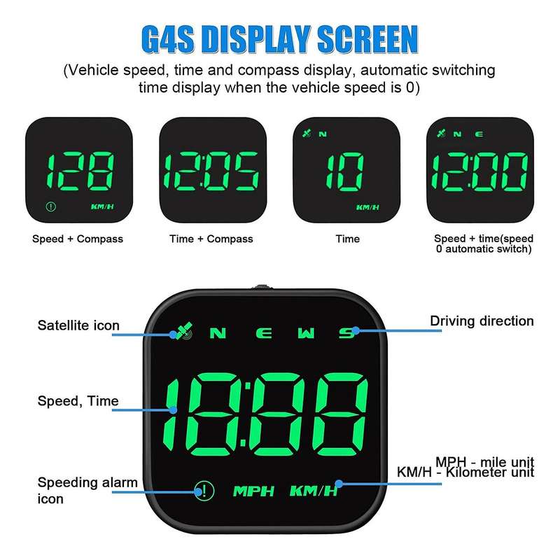 Car Gps Speedometer with Speed , Overspeed Car Alarm Fatigue Driving Reminder for All Car Motorcycl