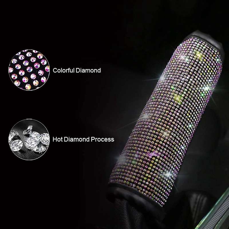 Car Handbrake Cover Cushion Gloss Rhinestone Car Decoration Products PU Car Interior Accessories
