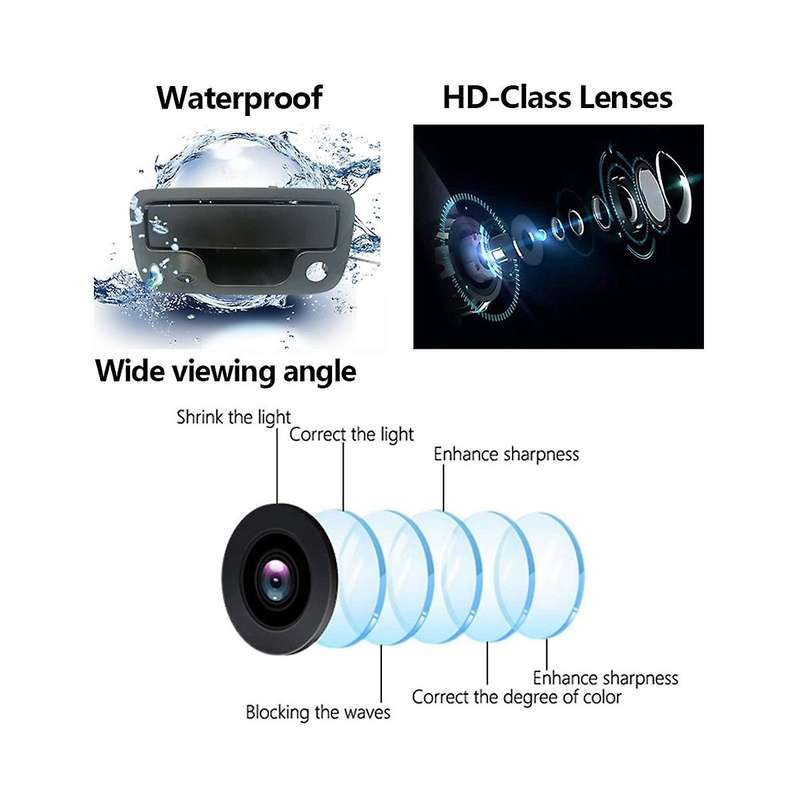 Car Handle Night Vision Wateproof Parking Reverse Backup Camera for Pickup Truck 10-20 Dynamic