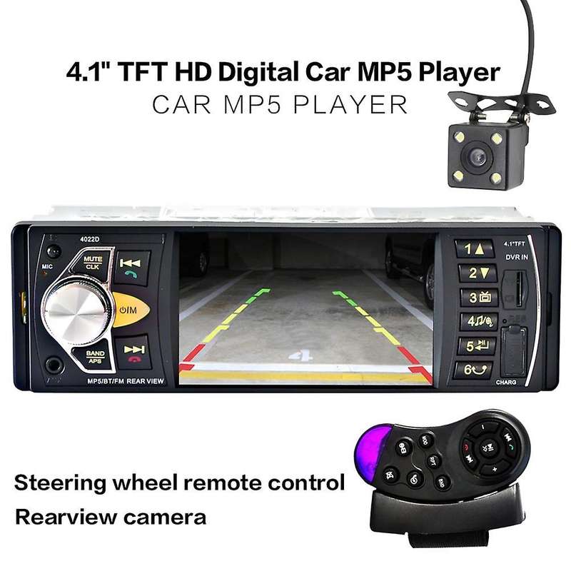 Car Hd 4.1inch Bluetooth Mp5 Player Reversing Screen Radio Player Universal 4022d+steering Wheel Re