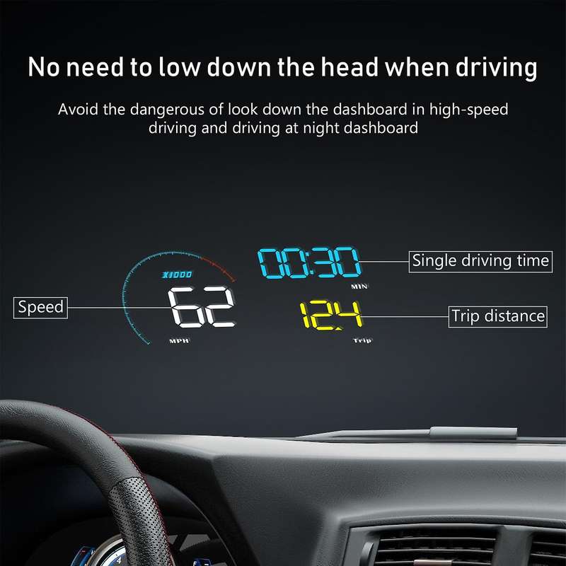 Car Head Up Display Windshield Obd2 Interface Km/H Mph Speed Warning System A9