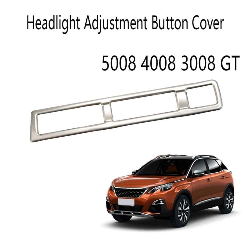 Car Headlight Adjustment Button Cover for 5008 4008 3008 Gt Silver