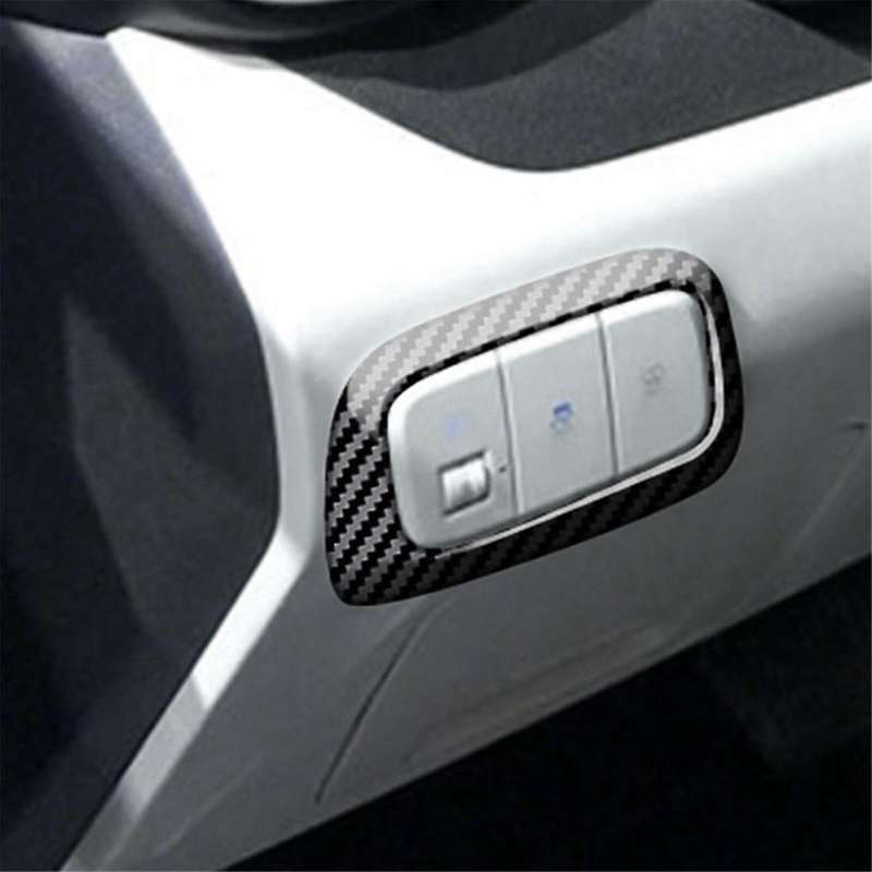 Car Headlight Adjustment Head Light Lamp Switch Button Trim Cover for I10 20212022 Carbon Fiber Inte