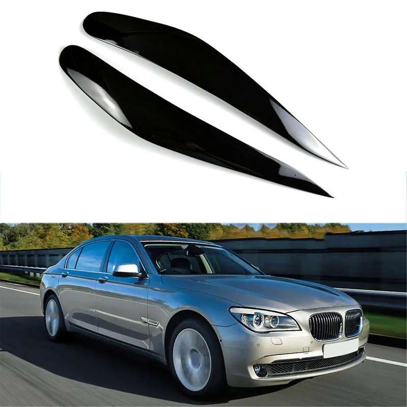 Car Headlight Eyebrows Trim Cover for 7 Series F01 F02 2009-2014 Light Lamp Eyelid Resin Decorative