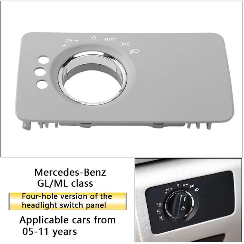 Car Headlight Switch Adjustment Panel Cover for W251R Class R300 R350 R400 R500 2005-2017 3 Holes