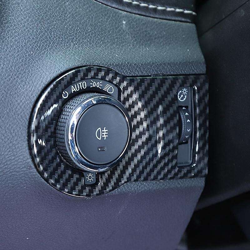 Car Headlight Switch Button Cover Interior Trim Decal ABS for 2012-2015 Accessories,Carbon Fiber