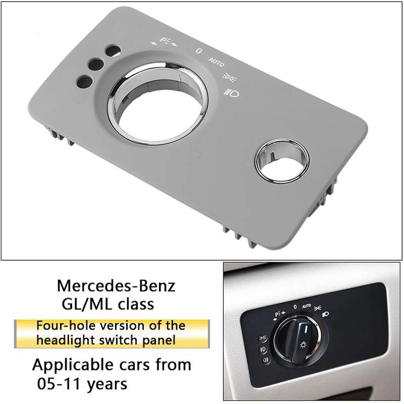Car Headlight Switch Adjustment Panel Cover for W251R Class R300 R350 R400 R500 2005-2017 4 Holes