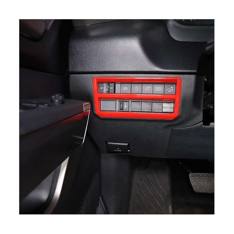 Car Headlight Switch Decorative Frame Cover Accessories Abs Sports Red for /sequoia 22