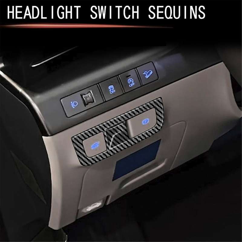 Car Headlight Switch Frame Trim Cover for 2024+ Car Interior Accessories Carbon Fiber Pattern