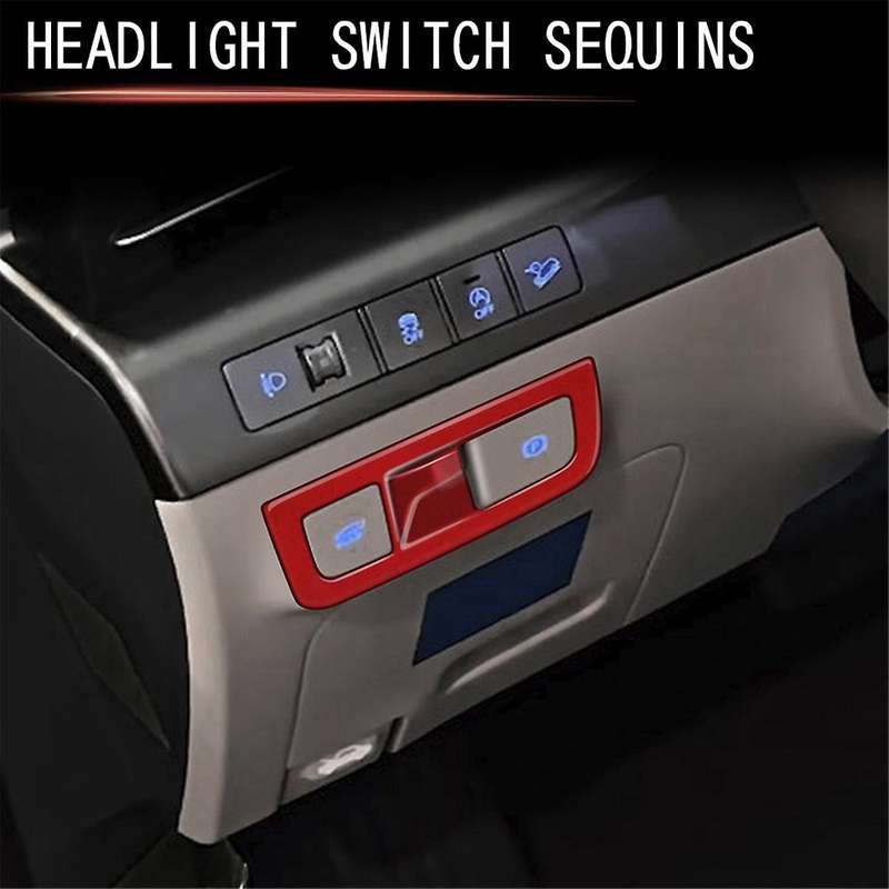 Car Headlight Switch Frame Trim Cover for 2024+ Car Interior Accessories Red