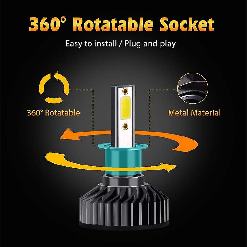 Car Headlights Bulb LED H1 H13 H27 880 HB3 HB4 12000Lm Ice COB 6500K Auto Light H3