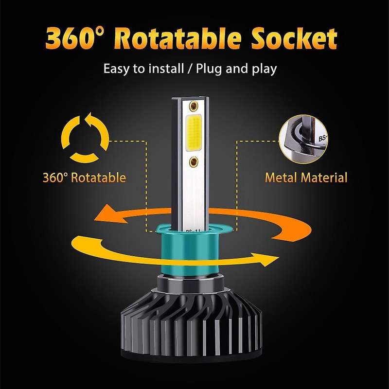 Car Headlights Bulb LED H1 H13 H27 880 HB3 HB4 12000Lm Ice COB 6500K Auto Light H1