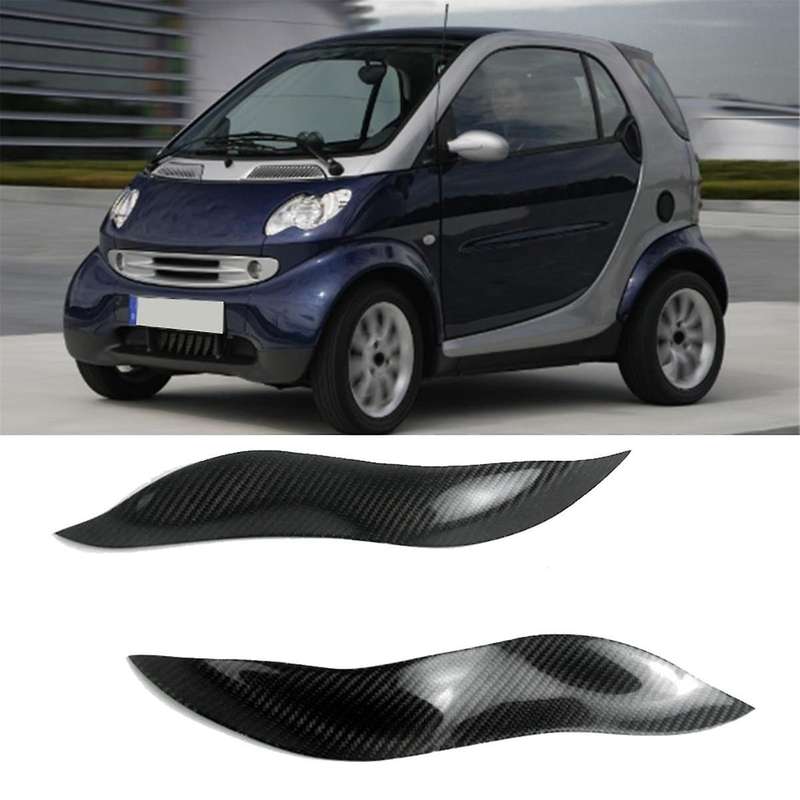 Car Headlights Eyebrow Eyelid Trim Cover Sticker Accessories for Smart 2003 Carbon Fiber