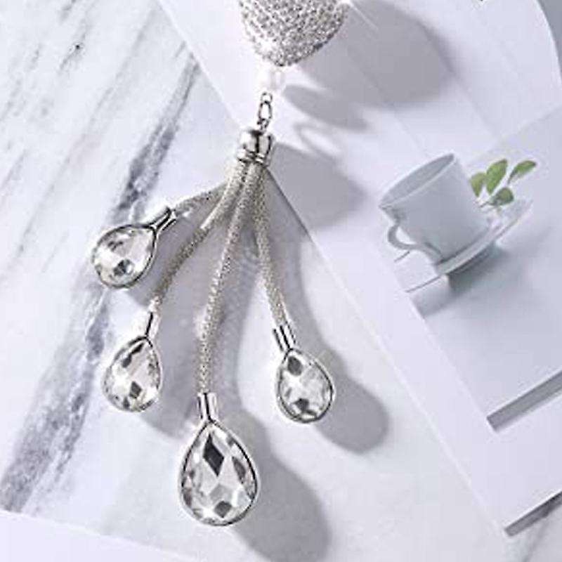 Car Heart for Mirror Bling Car Decoration Crystal Car Rear View Mirror Charms Decor Lucky Hanging In