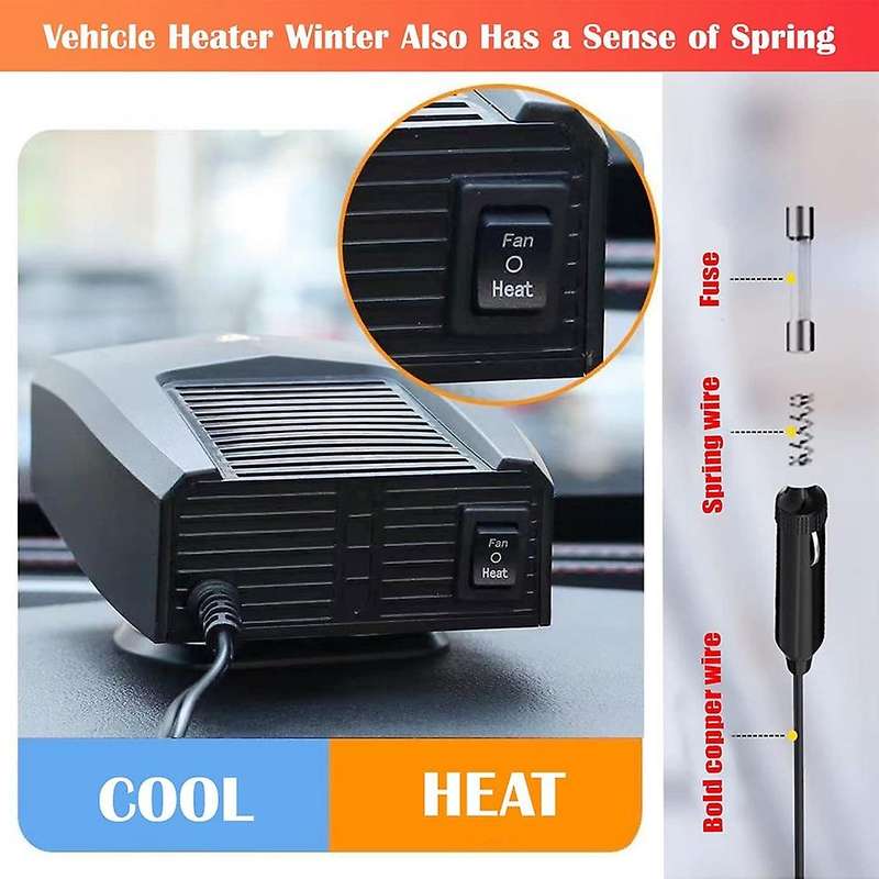 Car Heater, 12v 180w Portable Heater Fan (black)