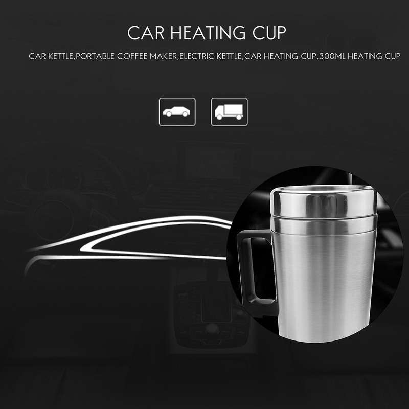 Car Heating , Simple 12v 300ml Portable In Car Coffee Maker Tea Pot Vehicle Heating Cup Lid Outdoor