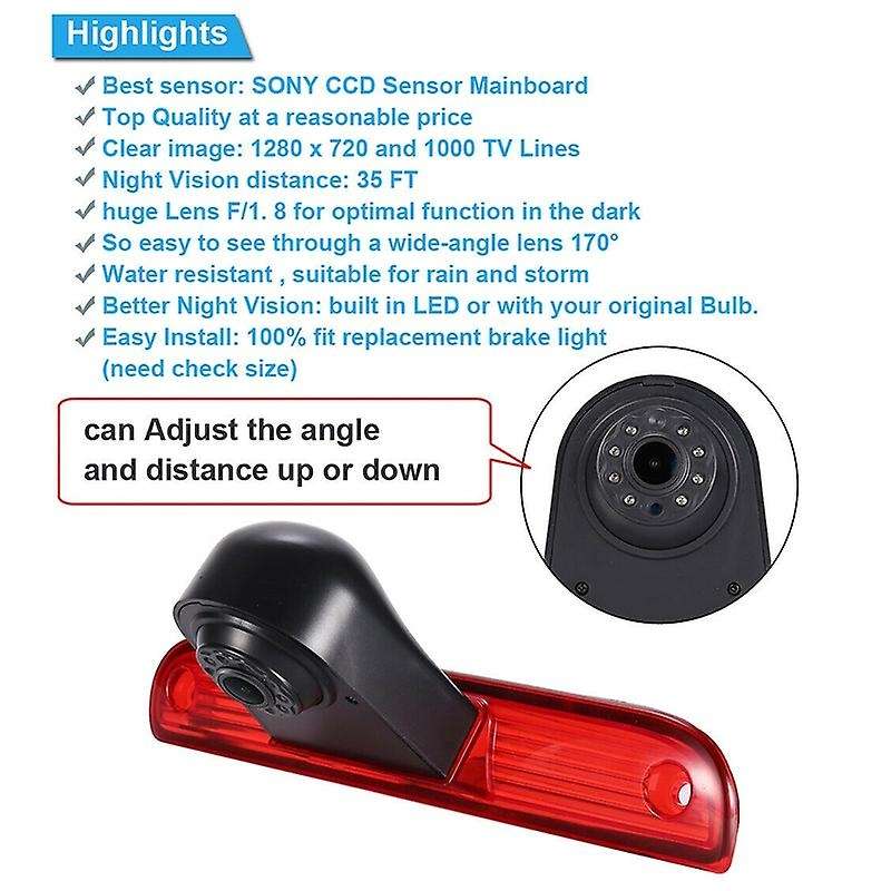 Car High Brake Light Reversing Camera Rear View Camera for Fiat Ducato X250 X290 Peugeot Boxter Cit