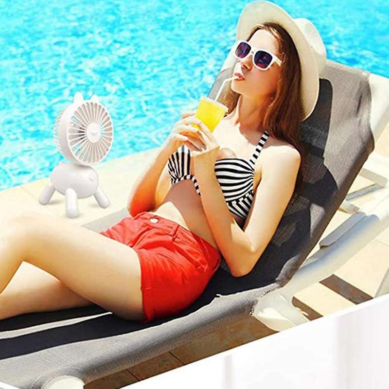 Puppy Portable Desk Fan, Desktop Table Cooling Fan in Single Button, Rechargeable Personal Fan for H
