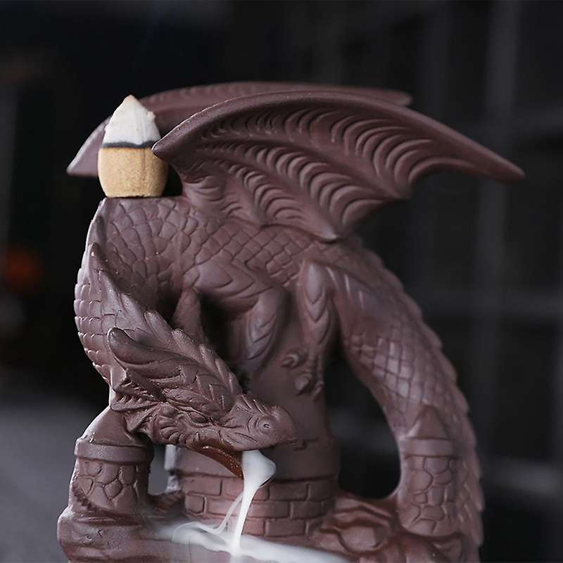 Purple Clay Incense Burner Dragon Backflow Incense Burner Aromatherapy Ornament Pterodactyl Holder