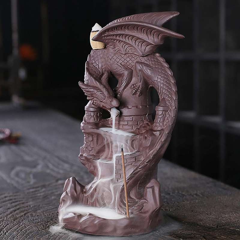 Purple Clay Incense Burner Dragon Backflow Incense Burner Aromatherapy Ornament Pterodactyl Holder