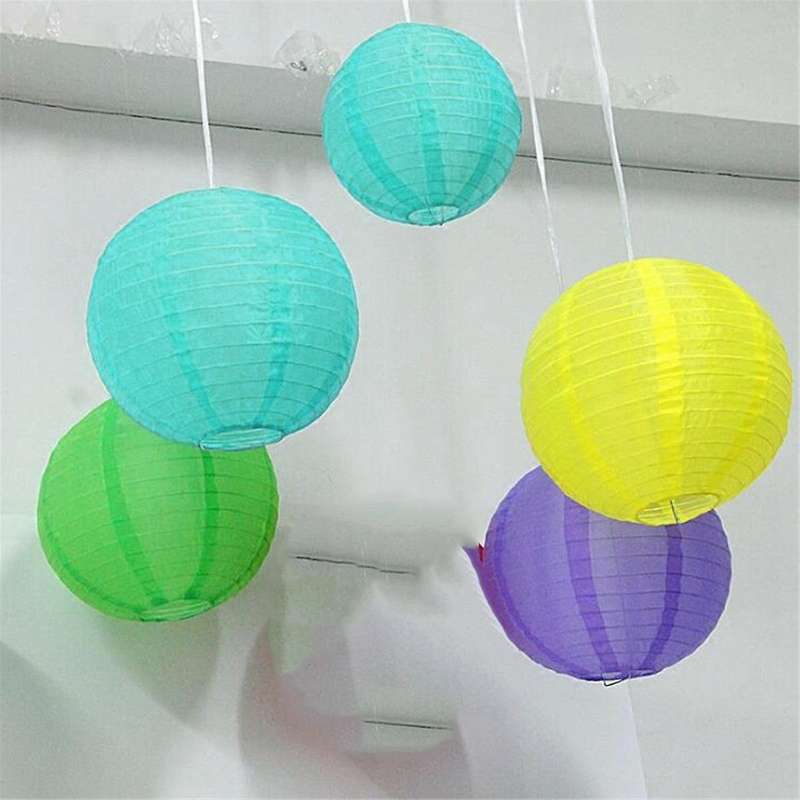 Purple Paper Lanterns, Diy Round Lanterns Suitable for Weddings, Shopping Malls, Schools, Outdoor Ac