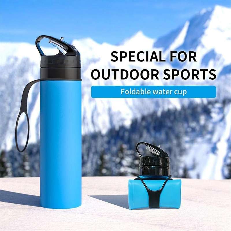 Purple Outdoor Sports Silicone Water Cup 600ml Cycling Water Cup Portable Ring