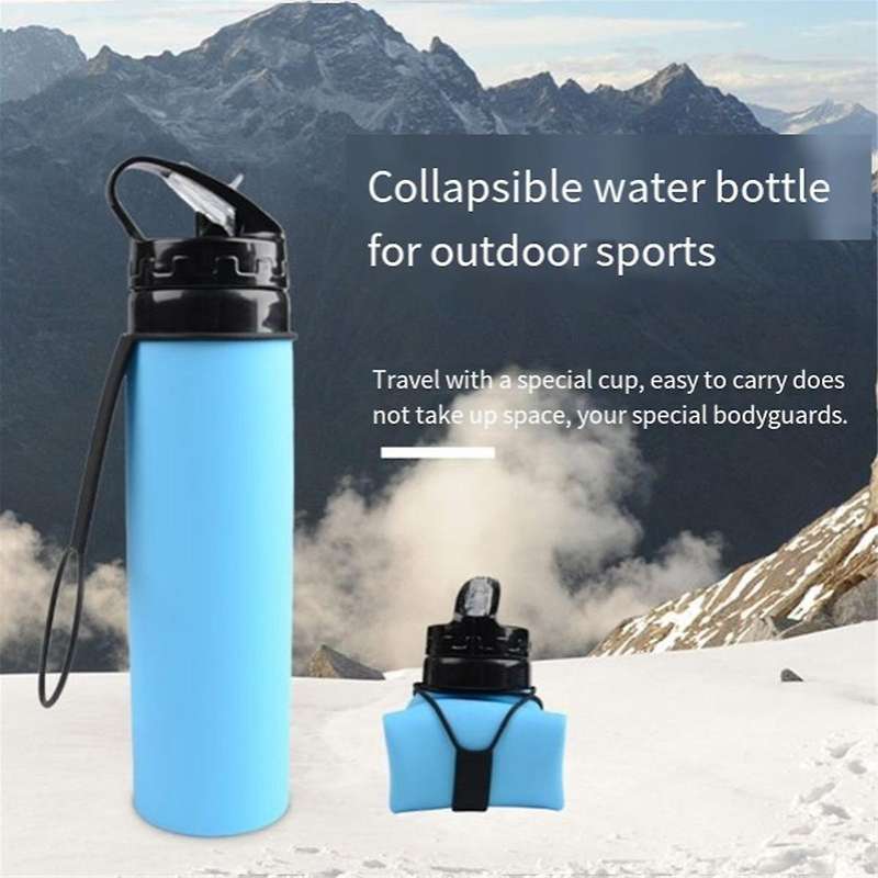 Purple Outdoor Sports Silicone Water Cup 600ml Cycling Water Cup Portable Ring