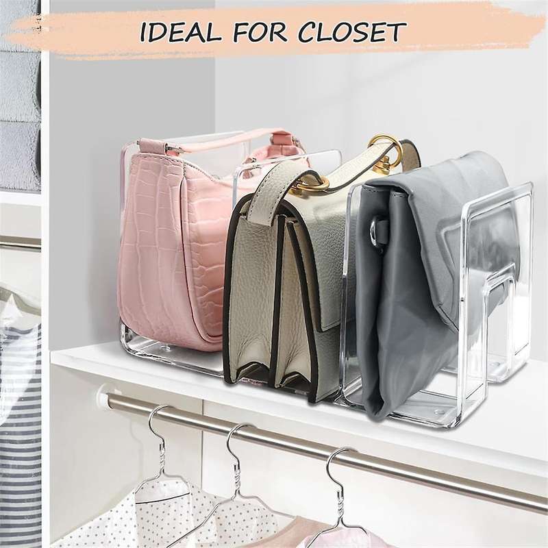 Purse Organizer for Closet, Acrylic Clear Purse Storage Organizers, 2 PCS Different Size Divider Ho
