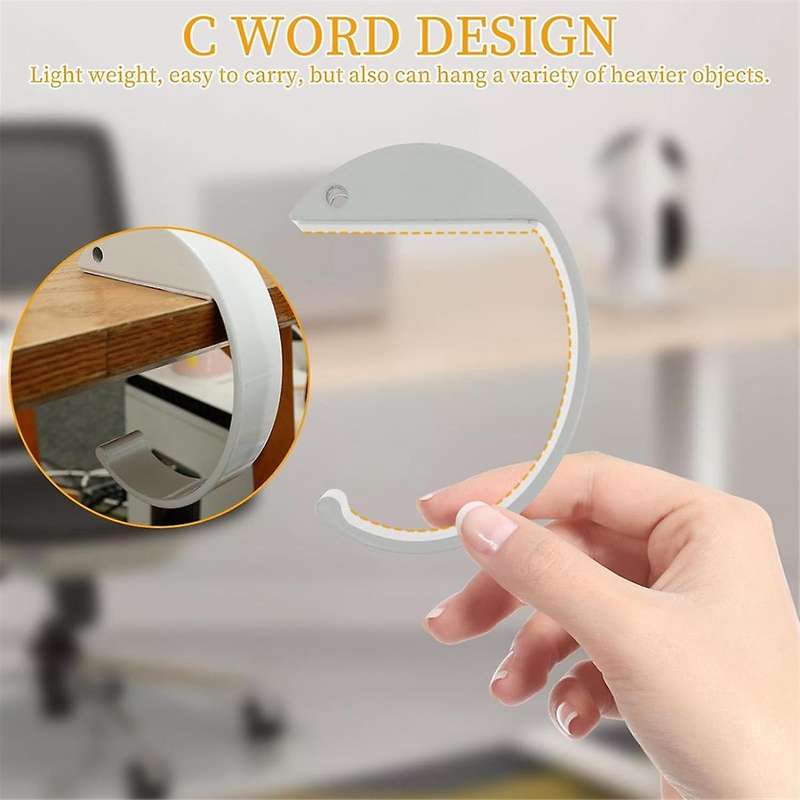 Purse Hook for Table 4 Pcs C-Style Aluminum Alloy Bag Hanger Desk Purse Table Hook Anti-Slip Under