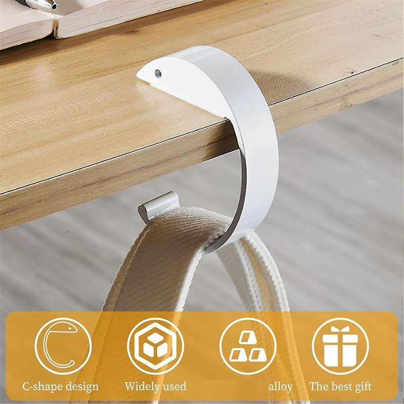 Purse Hook for Table 4 Pcs C-Style Aluminum Alloy Bag Hanger Desk Purse Table Hook Anti-Slip Under