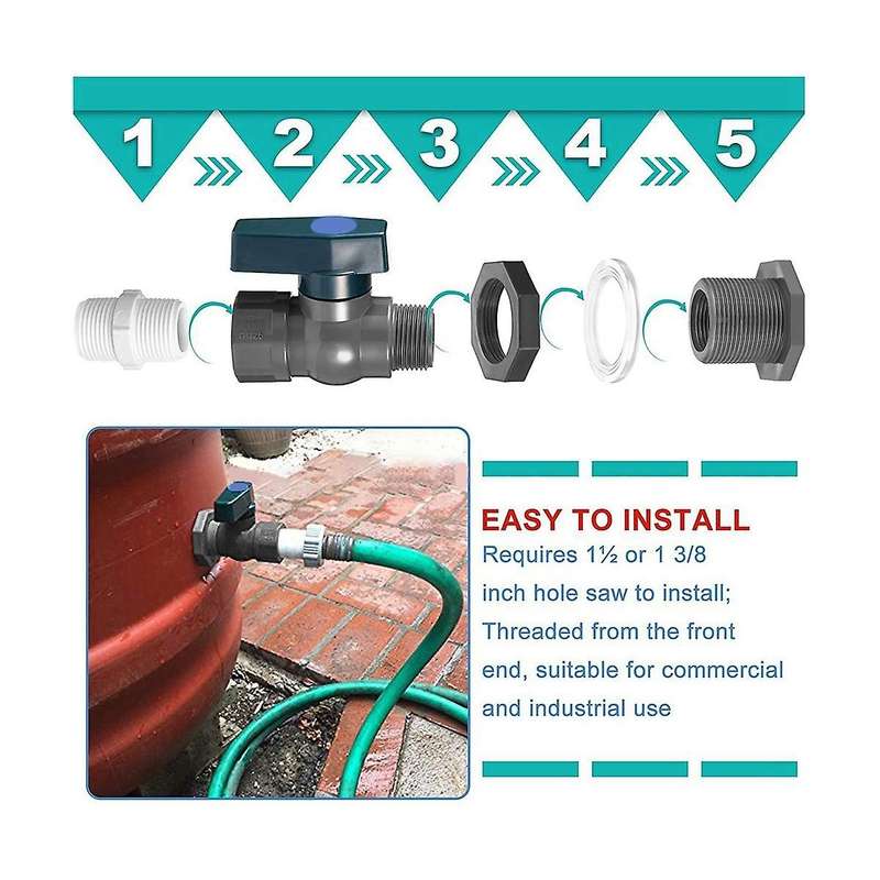 Pvc Rain Bucket Faucet Kit, 3/4 Inch Pvc Ball Valve, Bucket Bucket Water Tank Pond Bucket Faucet Ki