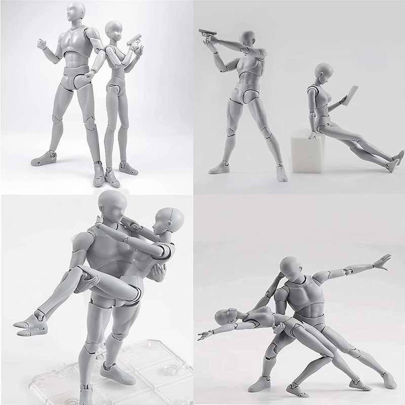 Pvc Model with Box Drawing Models for Artists(female+male,grey)