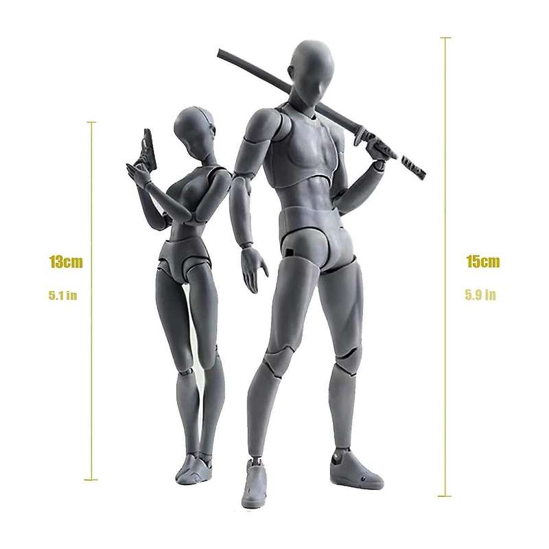 Pvc Model with Box Drawing Models for Artists(female+male,grey)