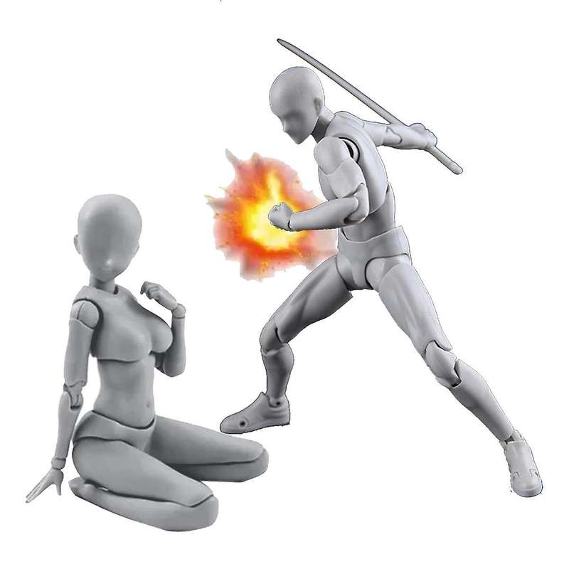 Pvc Model with Box Drawing Models for Artists(female+male,grey)