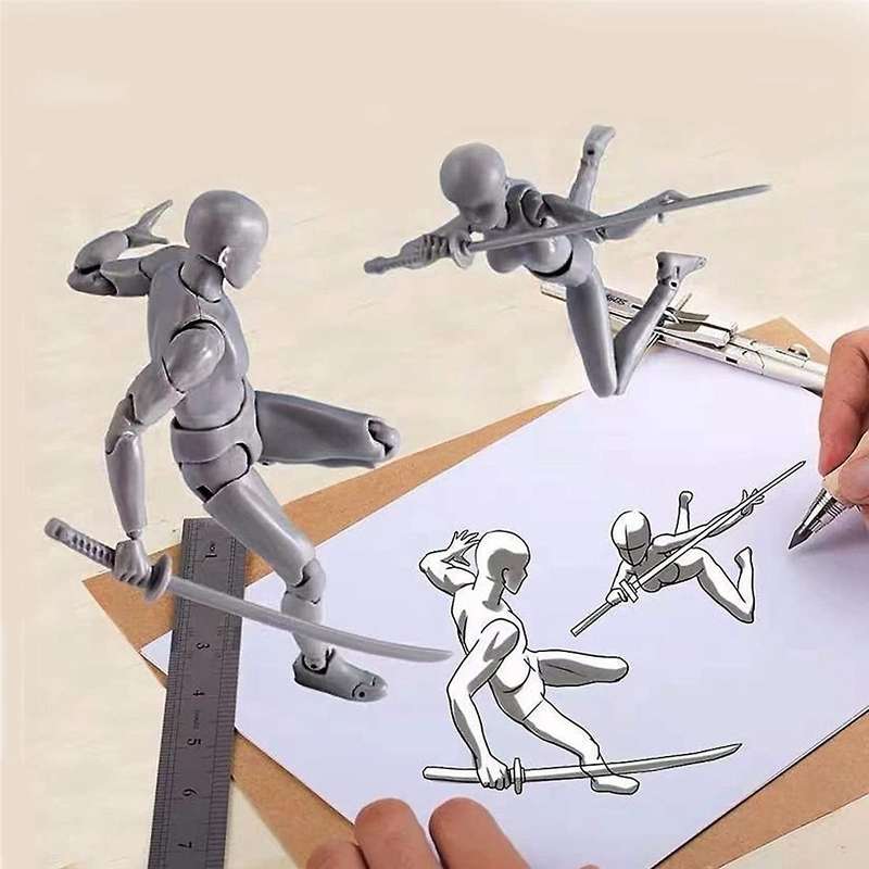 Pvc Model with Box Drawing Models for Artists(female+male,grey)