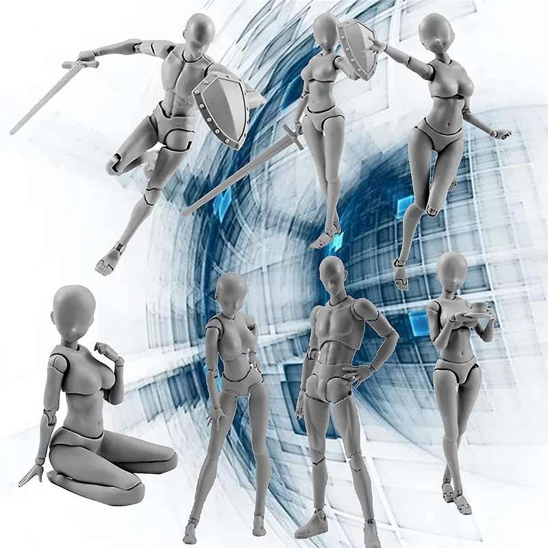 Pvc Model with Box Drawing Models for Artists(female+male,grey)