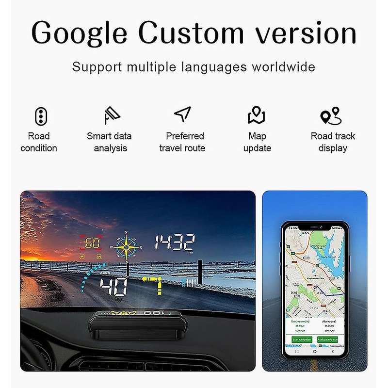 Q10 Windshield Projector OBD2 Scanner with Live Navigation GPS HUD Speed Fuel Consumption Car Speedo