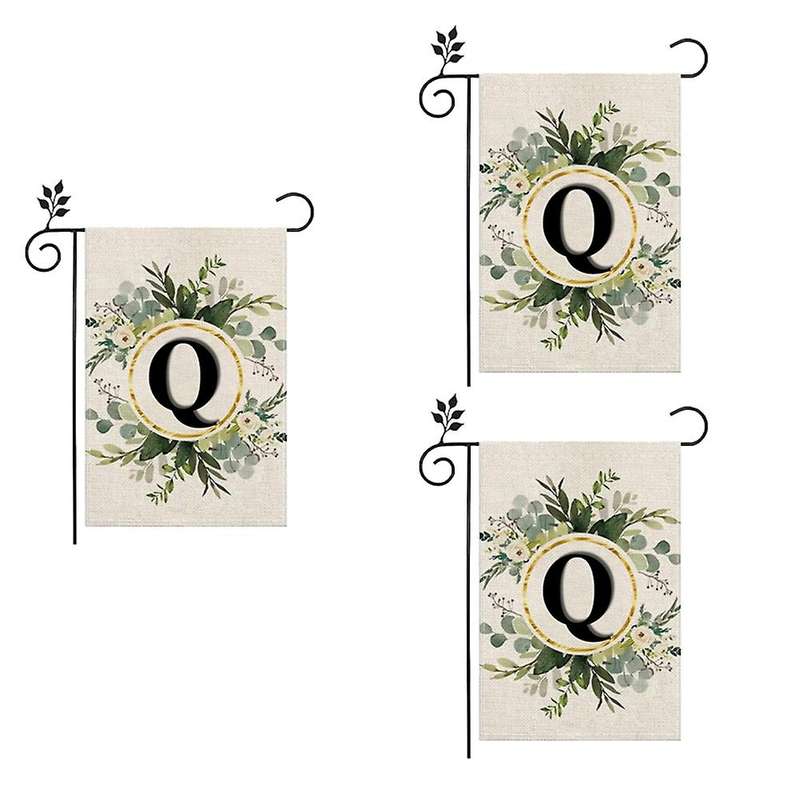 Q Linen Garden Flag Double Layer Double Sided Letters Holiday Outdoor Flag Yard Decoration Flag