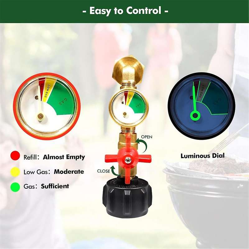 Qcc1 Propane Refill Elbow Adapter with Propane Tank Gauge, 90 Degrees Refill Pressure Adapter with O