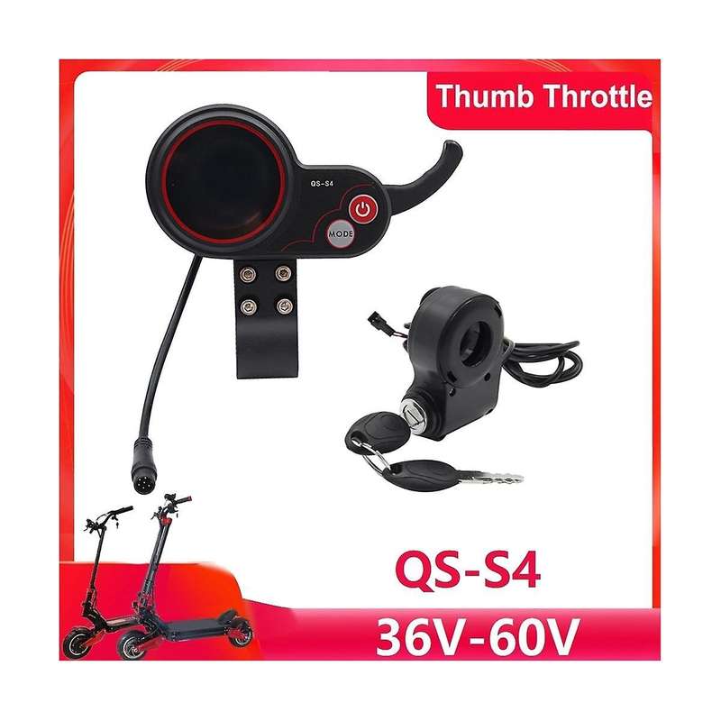 Qs-s4 36v-60v Thumb Throttle Lcd Display+lgnition Lock Key for Zero 8 9 10 8x 10x Electric Scooter 6