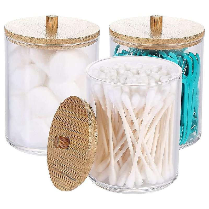 Qtip Holder Dispenser for Cotton Ball Holder, Jars for Bathroom Canister Storage Organizer and Vani