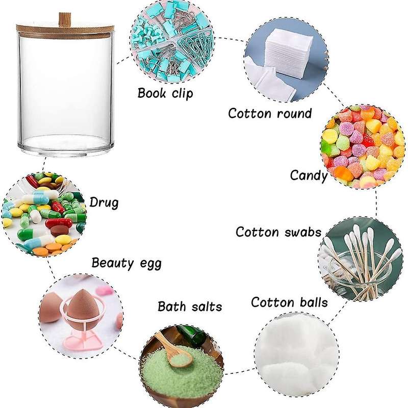 Qtip Holder Dispenser for Cotton Ball Holder, Jars for Bathroom Canister Storage Organizer and Vani