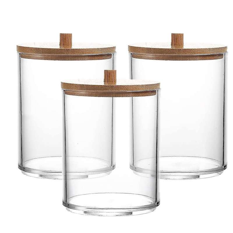 Qtip Holder Dispenser for Cotton Ball Holder, Jars for Bathroom Canister Storage Organizer and Vani